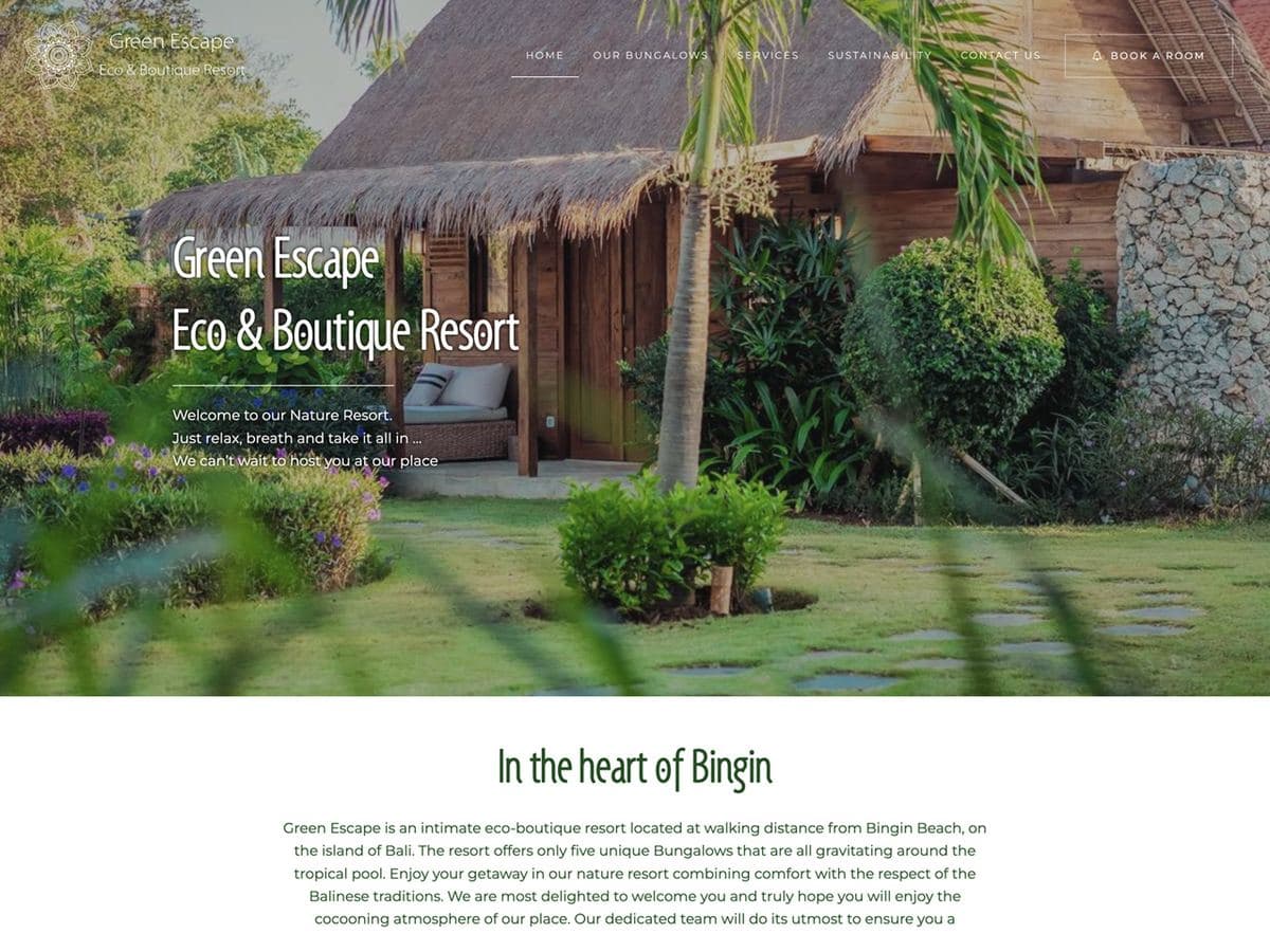 Green Escape Bali homepage: eco and boutique resort in the heart of Bingin