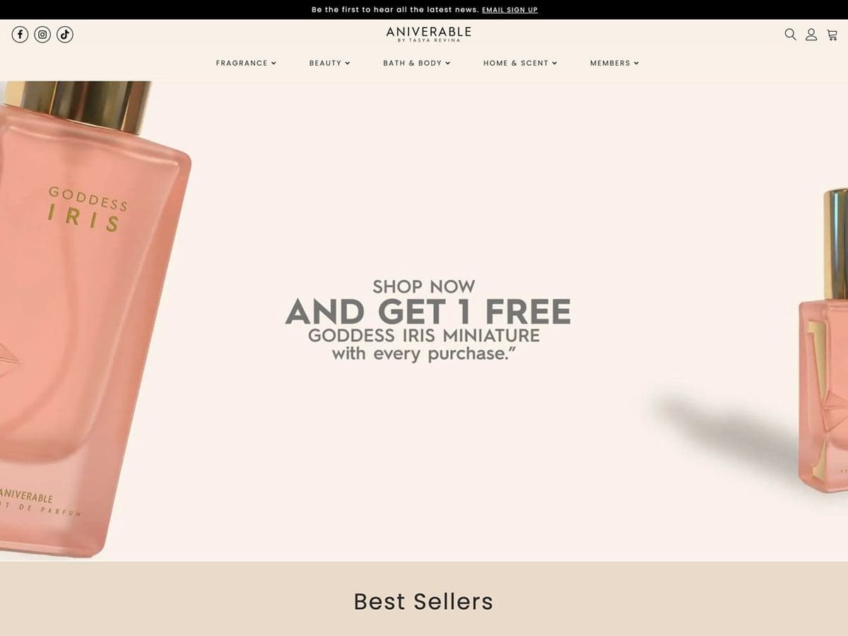 Aniverable homepage: Leave a trail they'll never forget, over the fragrance range