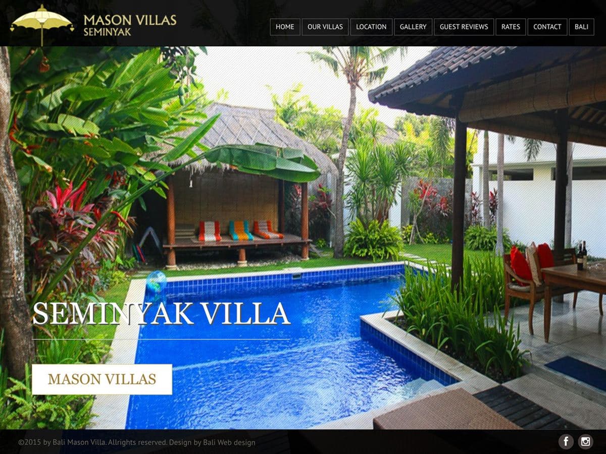 Mason Villas Bali homepage: your oasis in Seminyak, over the villa pool