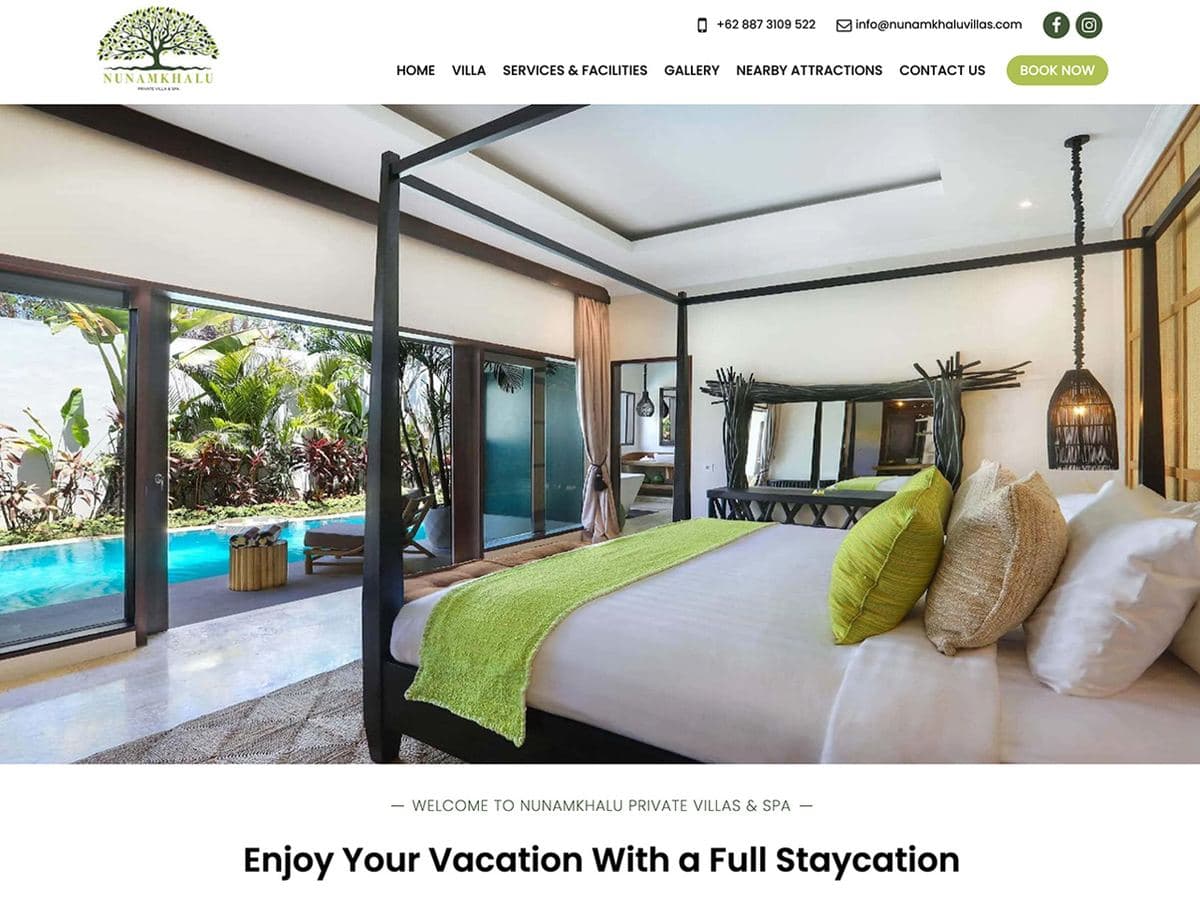 Nunamkhalu Private Villas homepage: your paradise awaits, over a private pool villa